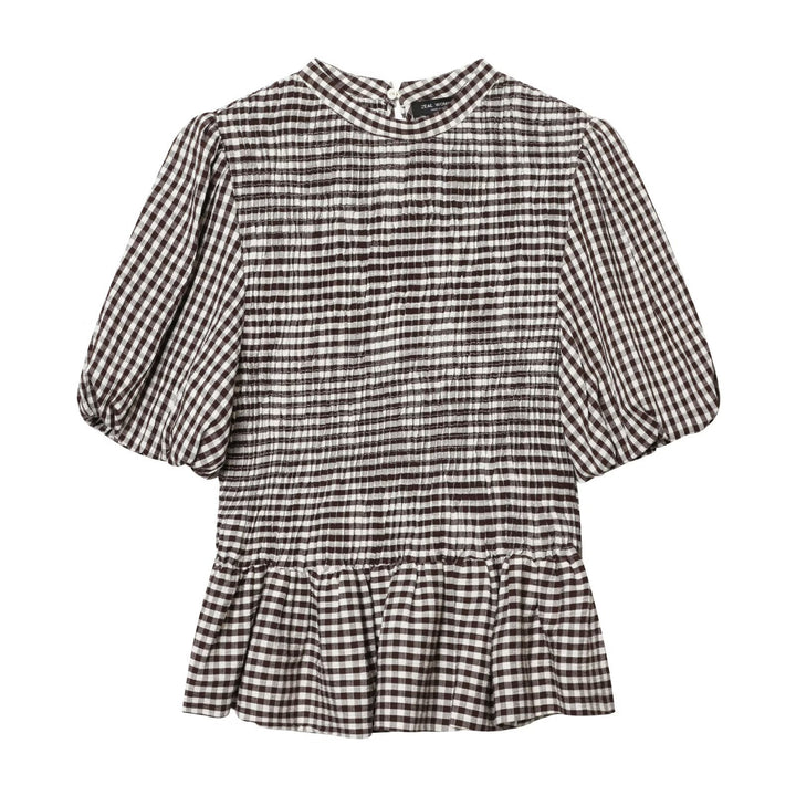 Damebluse med dekorative puffærmer og smidig rynkesilhouette Skovae