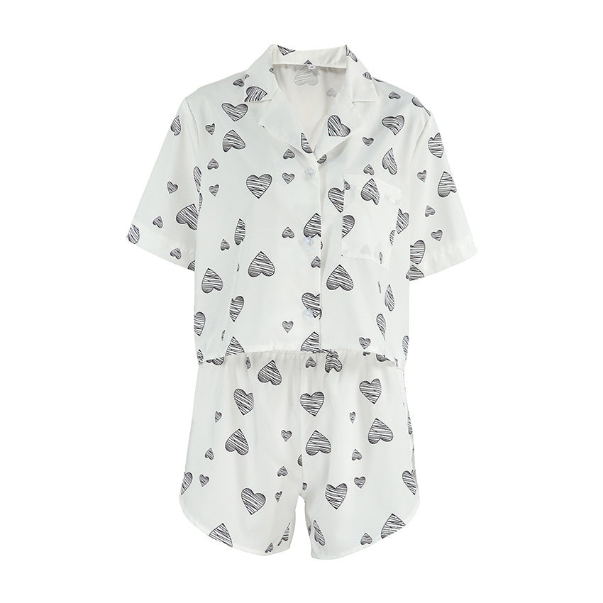 Dame Pyjama-sæt med hjertemotiv og komfortabel pasform Stilla