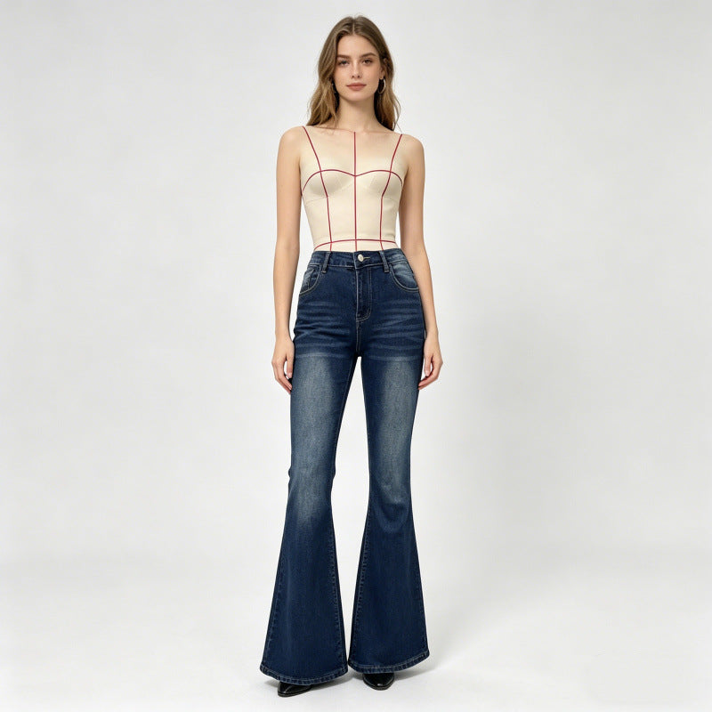 Dame Bootcut Jeans med dekorative broderier Skovae