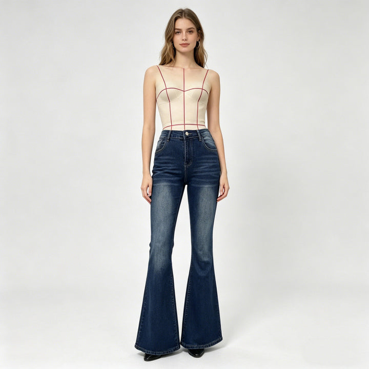 Dame Bootcut Jeans med dekorative broderier Skovae