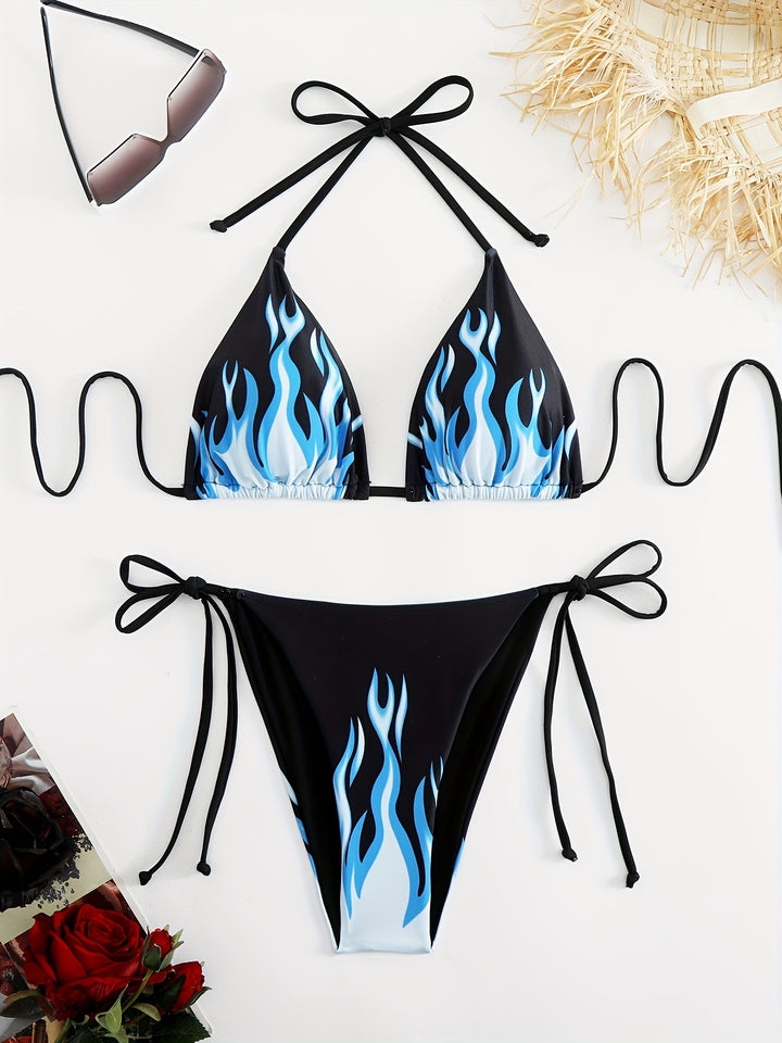 Dame Triangel-bikini med brændende motiv Skovae