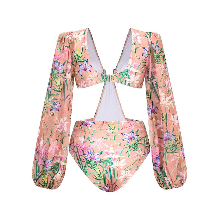 Dame bikinitop med elegante, lange gennemsigtige ærmer Skovae