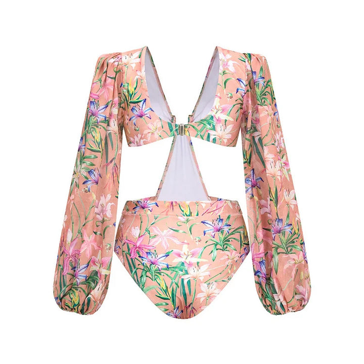 Dame bikinitop med elegante, lange gennemsigtige ærmer Skovae