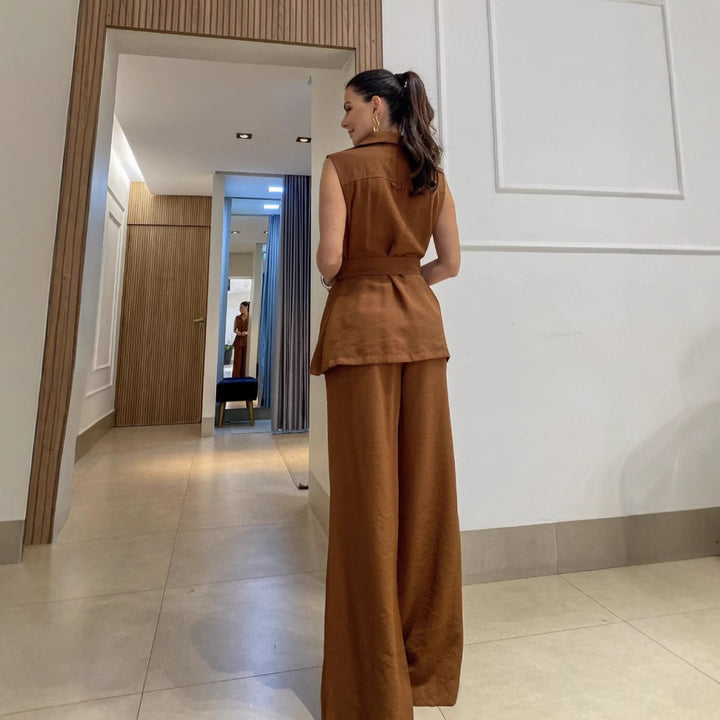Dame Tailored Vest og Loose Bukser Sæt Stilla