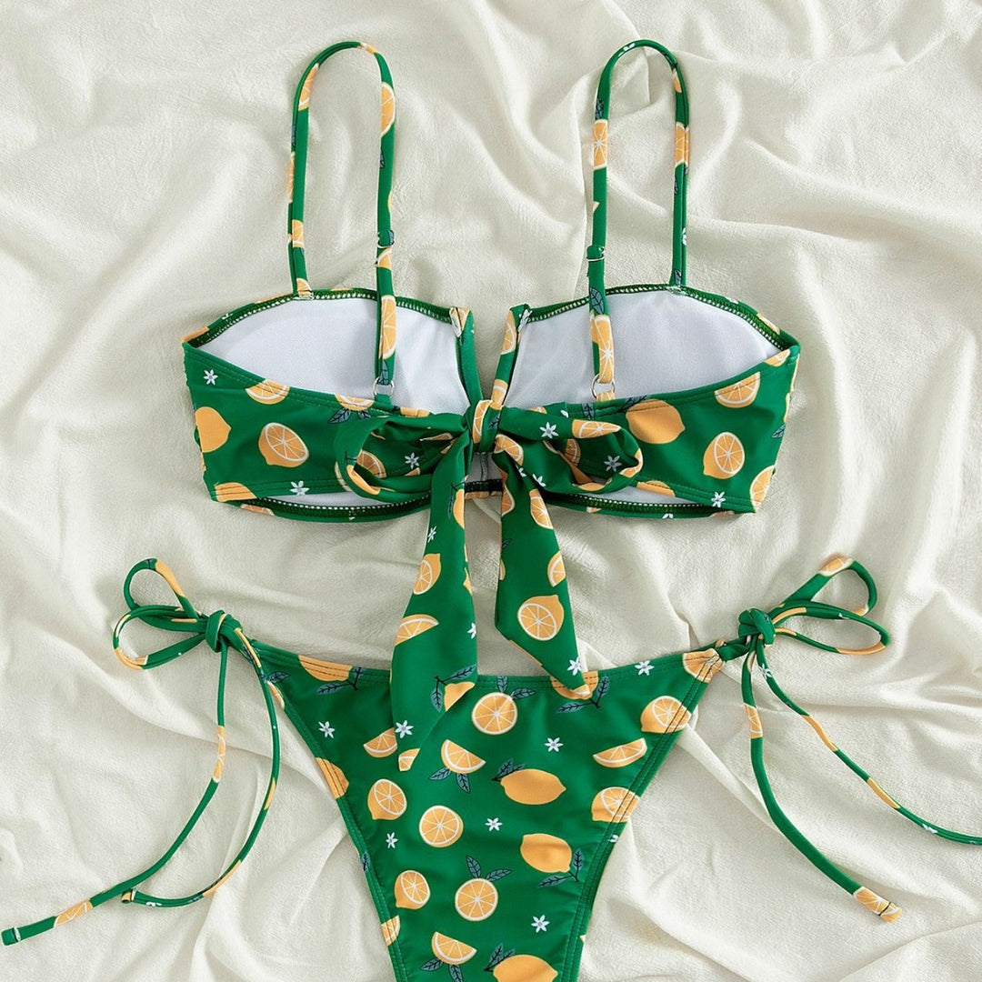 Dame bikini-sæt med frugtagtigt motiv og justerbare stropper Stilla