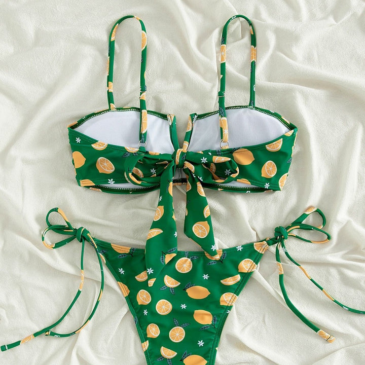 Dame bikini-sæt med frugtagtigt motiv og justerbare stropper Stilla