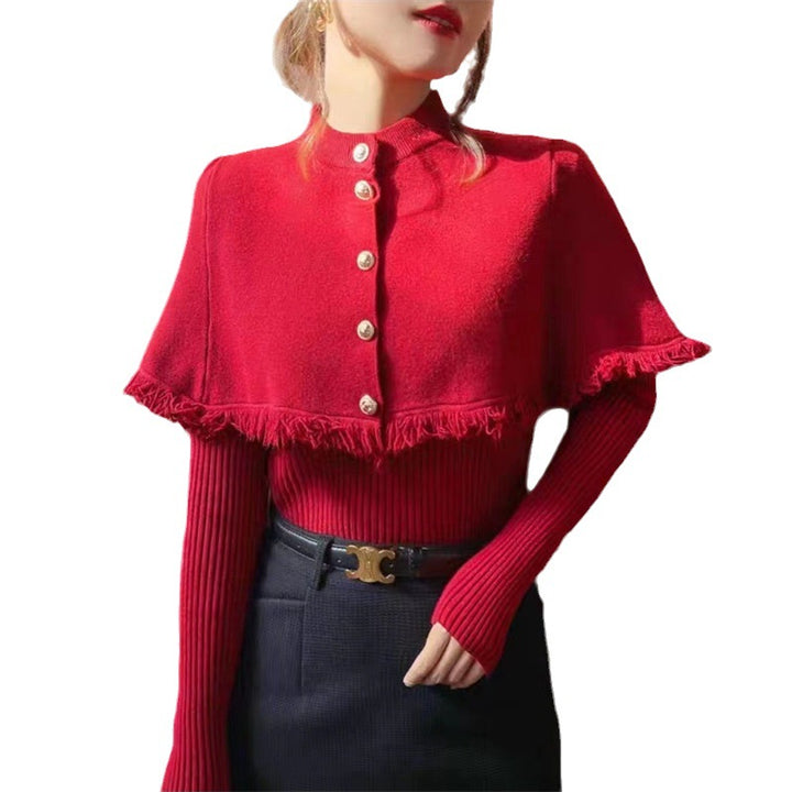 Femme Stilet Button-Up Top med Lagdelt Fjaesebund Stilla