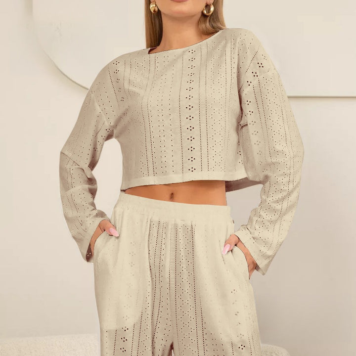 Damer Høj kvalitets Crop-Top med hulmønster Stilla