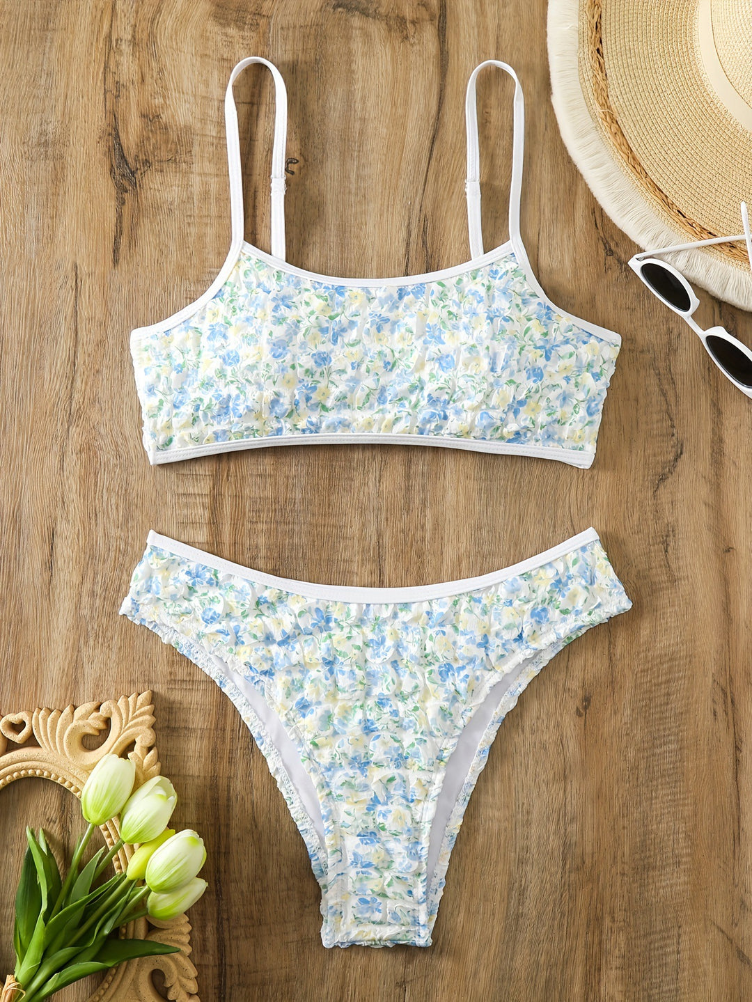 Dame Bikini-sæt med elegant blomsterdesign Skovae