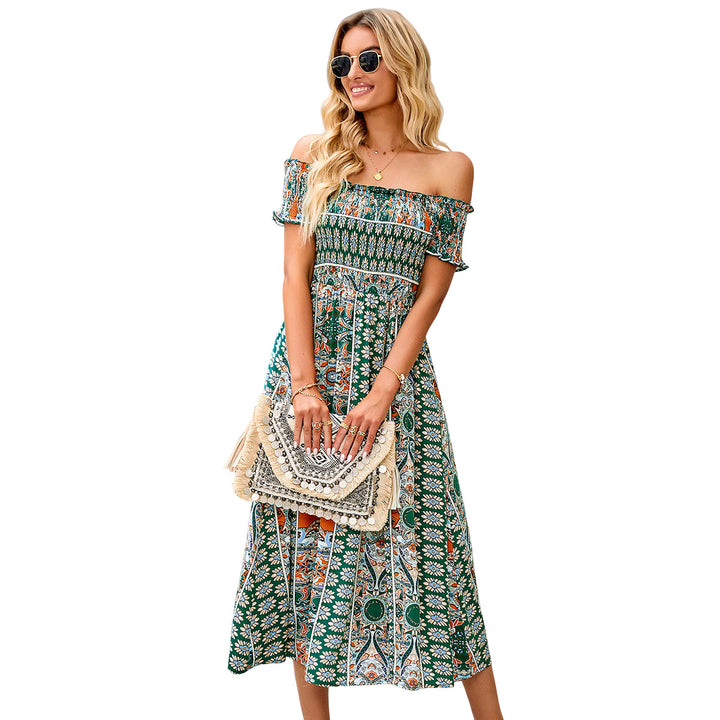 Dame Maxi-kjole med off-shoulder design og legende slids Stilla