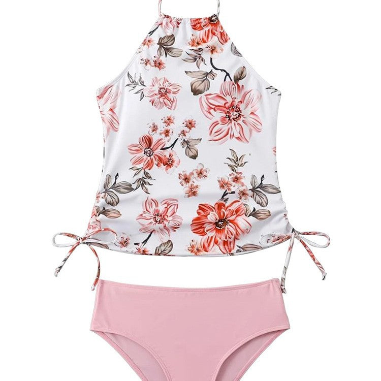 Damer Snittet Tankini med blomstret design og justerbare stropper Skovae