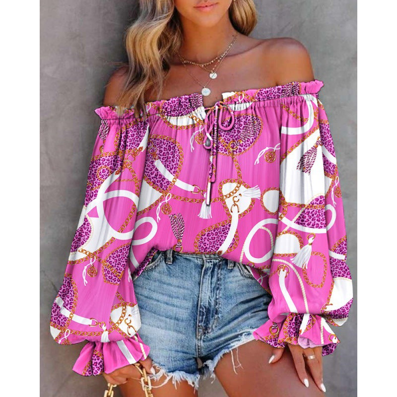 Dame Off-Shoulder Bohemian Bluse med flydende ærmer Stilla