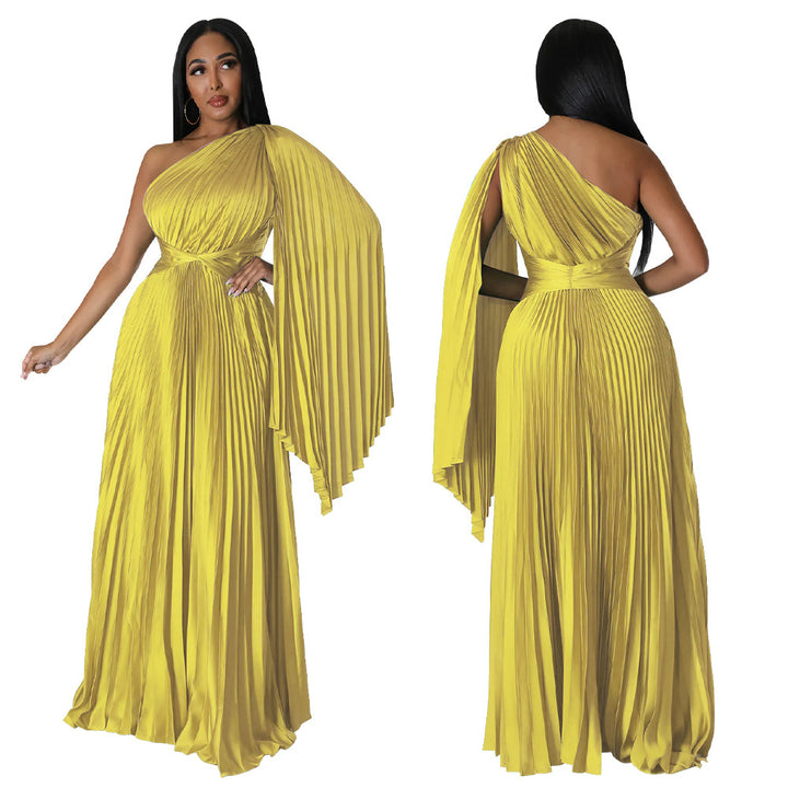 Dame Maxi-kjole med asymmetrisk One-Shoulder-design og elegant drapering Stilla