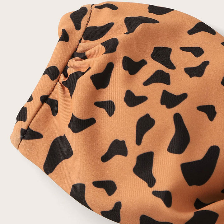 Dame Bandeau-Bikini med legende knudedesign og leopardmønster Stilla