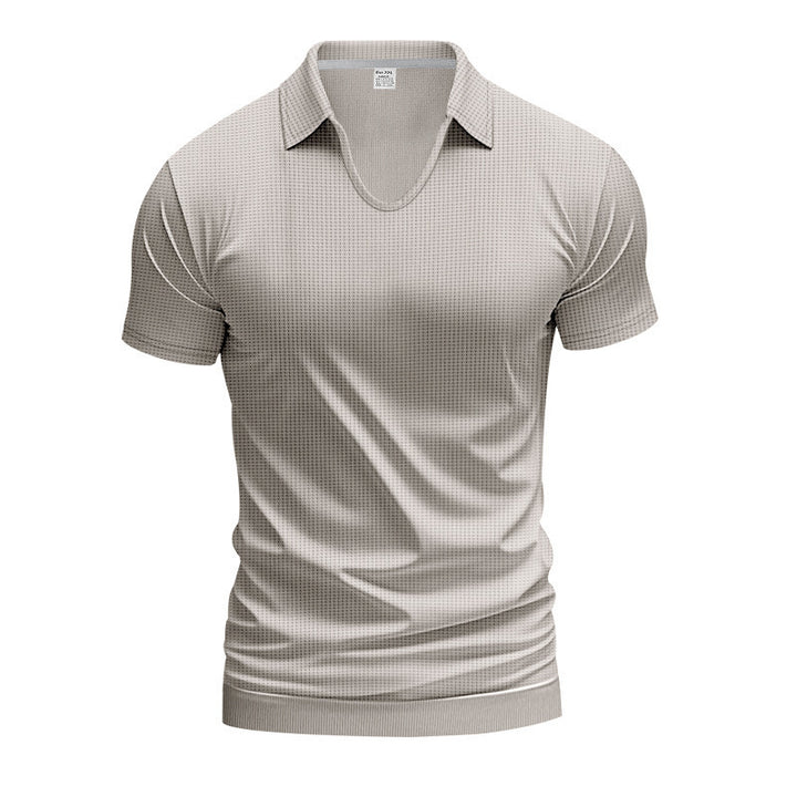 Herrer Kortærmet Poloshirt med struktureret overflade og moderne V-udskæring Stilla