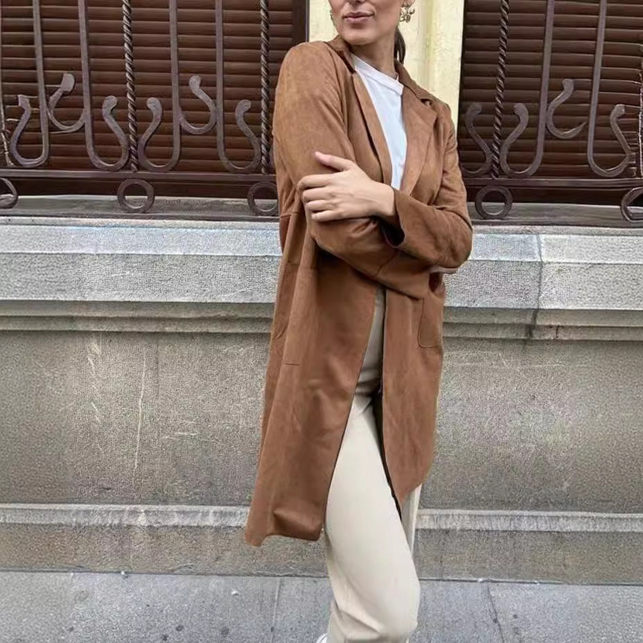 Damer elegant Longblazer lavet af blødt Suedine Stilla