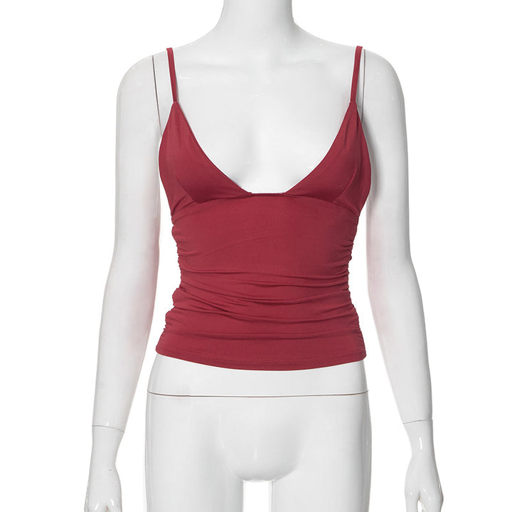 Femme Rynke Spaghetti-strop Cami Top Stilla