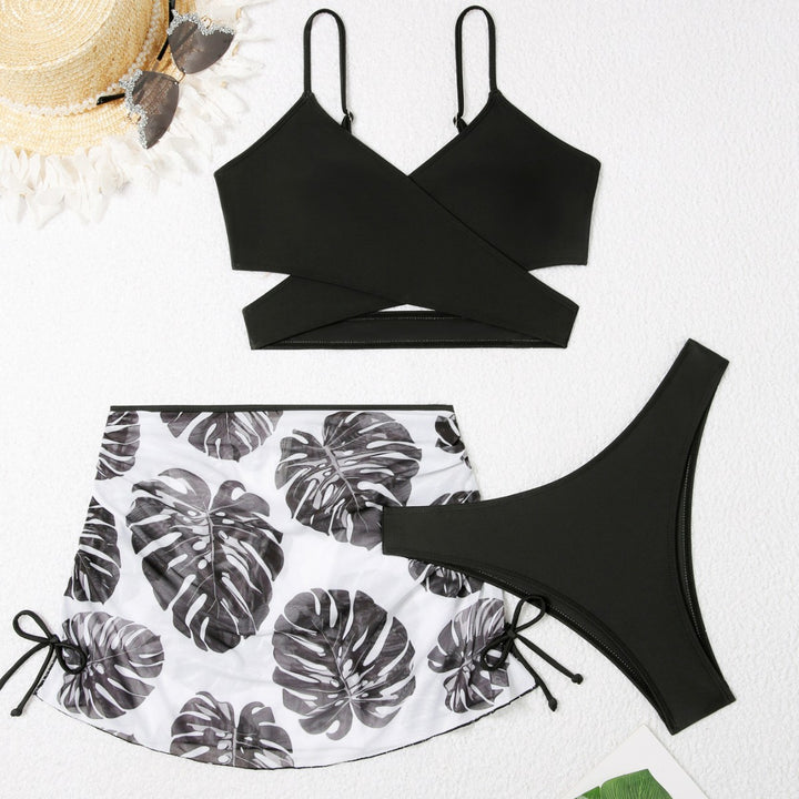 Dame Trio-badeoutfit med elegante indpakningsdetaljer Stilla
