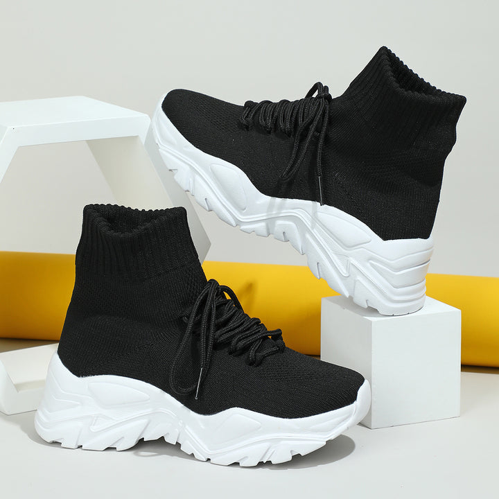 Dame Høj Strik-Sneakers med fleksibel Ankelafslutning Stilla