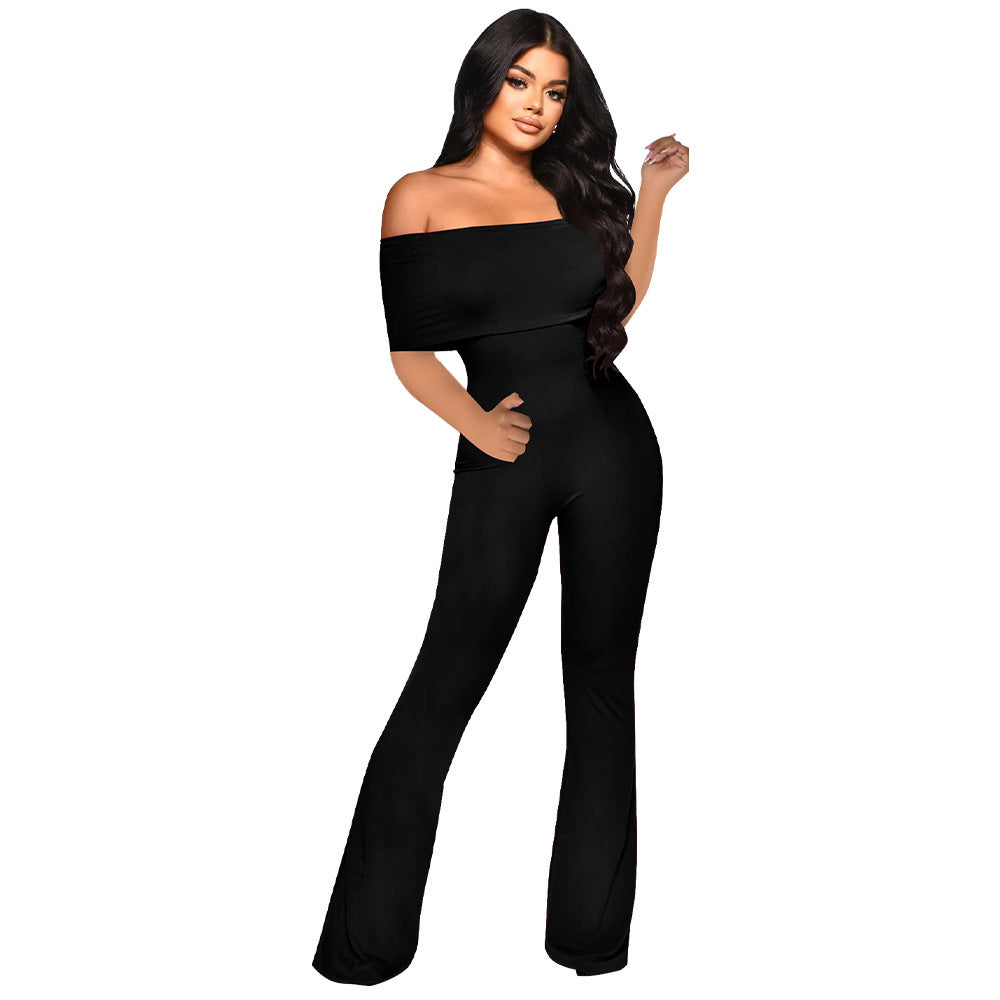 Damer elegant jumpsuit med off-shoulder design og bred ben Stilla