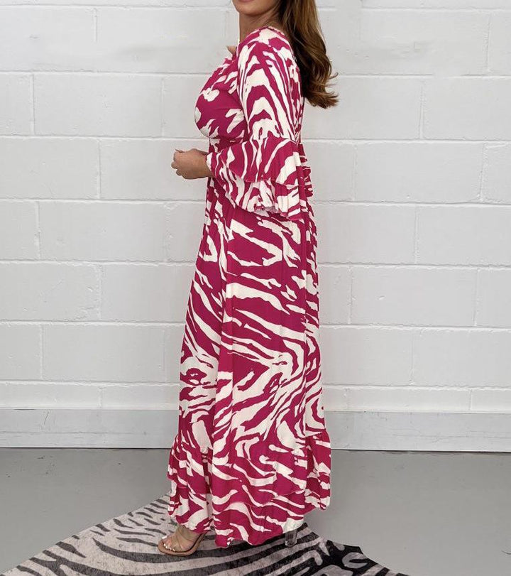 Maxi-kjole i boho-stil til damer med flagrende ærmer Stilla