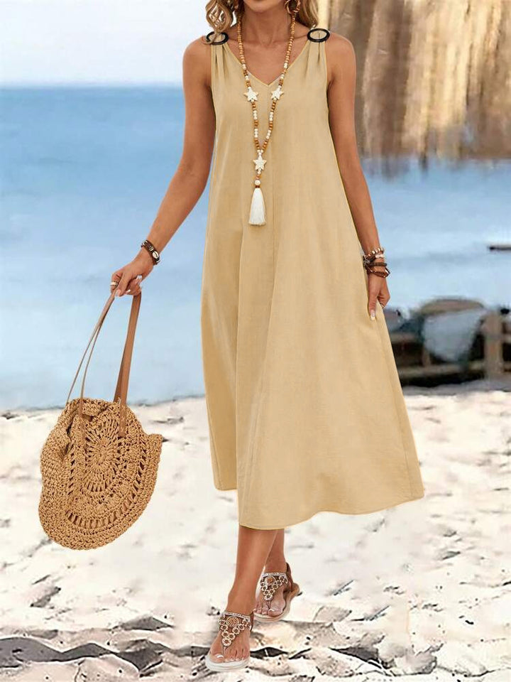 Femme Flowing A-line Maxi Kjole med justerbare stropper Stilla