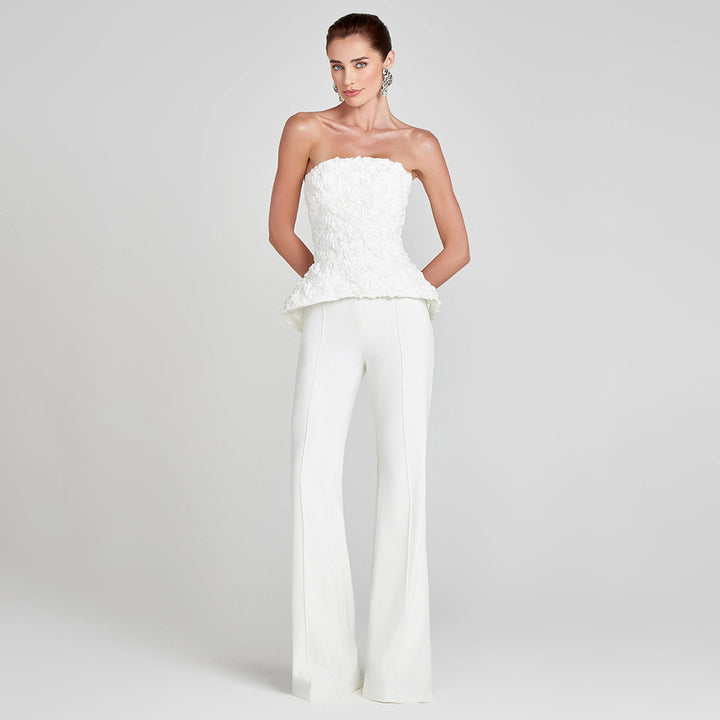 Dame Elegant Peplum-Top med udvidede bukser Skovae