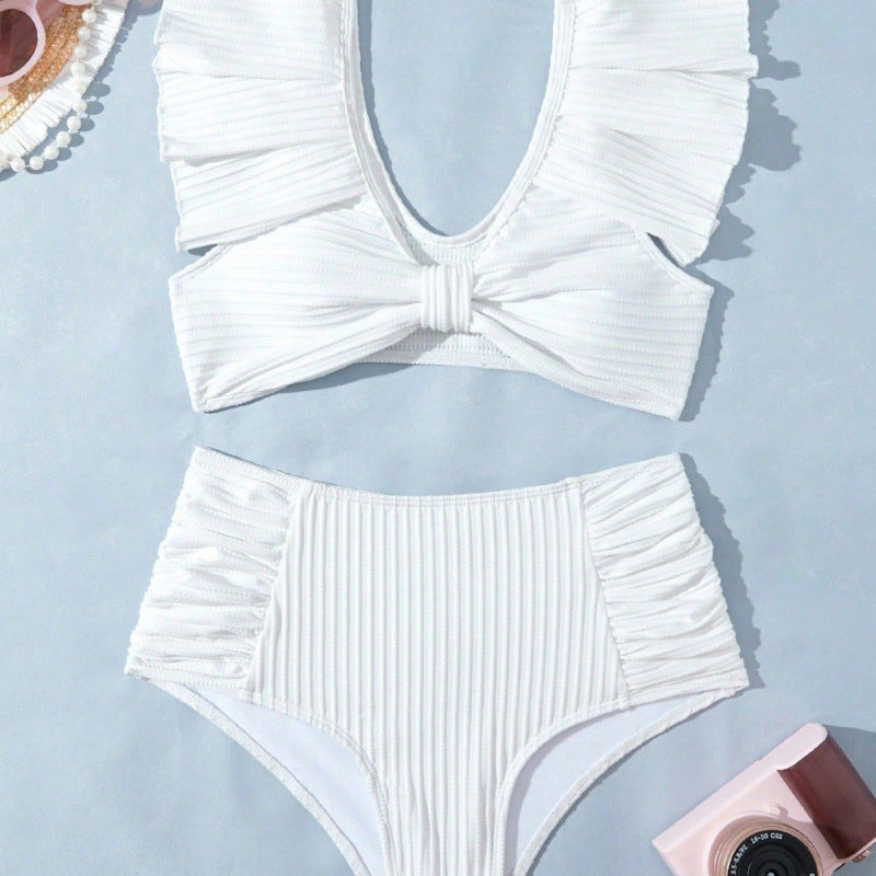 Dame Højskåret Bikini med Ruffle Detaljer Skovae