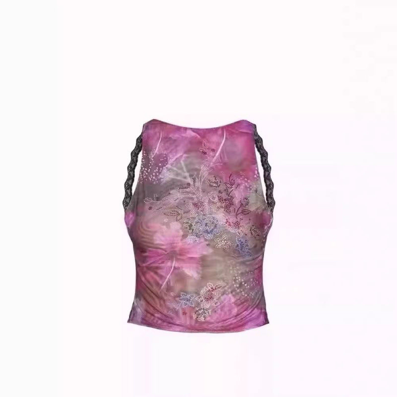 Dame Kunstnerisk Floralprint Cropped Top Stilla