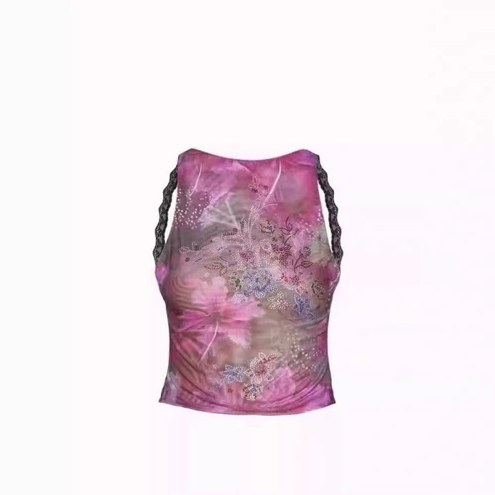 Dame Kunstnerisk Floralprint Cropped Top Stilla