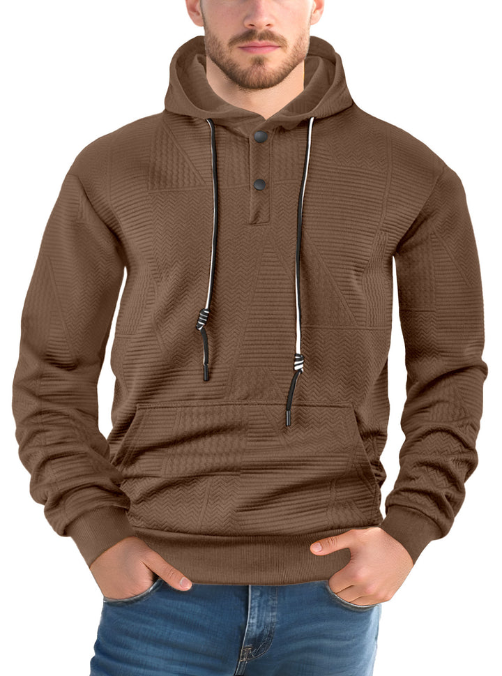 Herren nan struktureret hoodie med trykknaplukning og kængurulomme Skovae