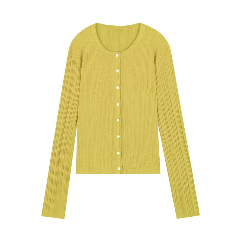 Dame fin strik cardigan med klassisk knaplukning og elegant ribstruktur Stilla