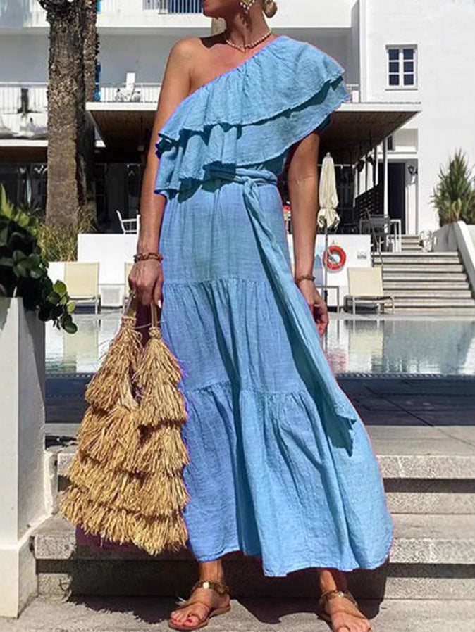 Dame One-Shoulder Sommerkjole Stilla