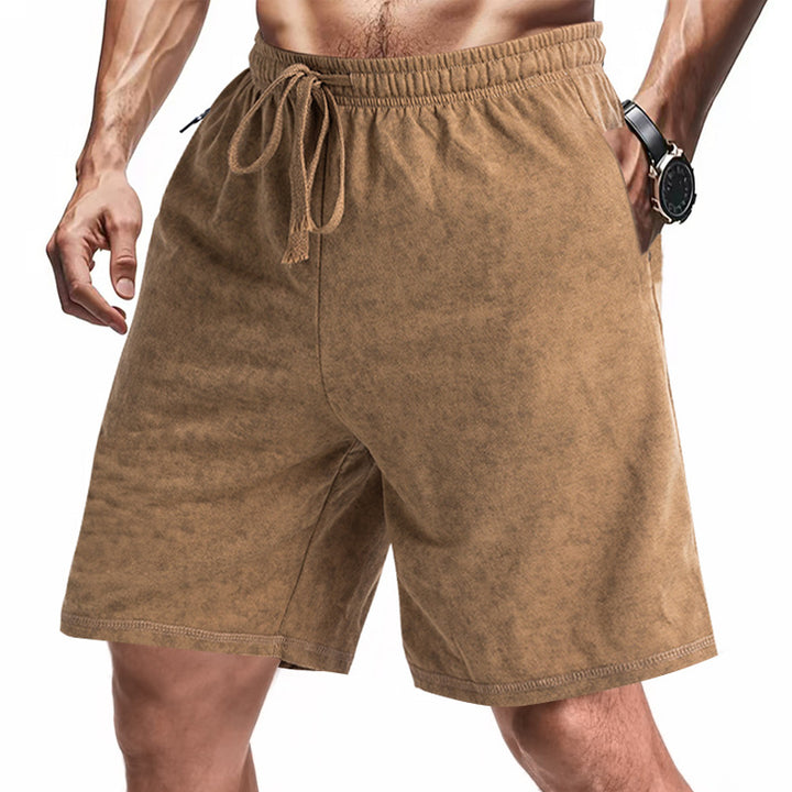 Herren nan løst skårne frotté-shorts med elastisk talje, snoretræk og sidelommer Skovae