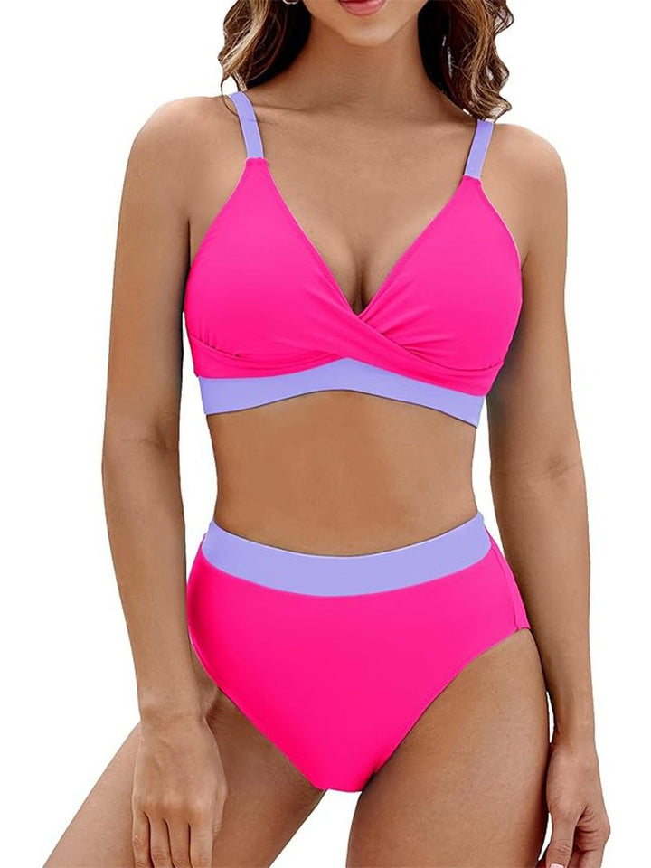 Damer To-deles Bikini-sæt med moderne indpakket top og høj trusse Stilla