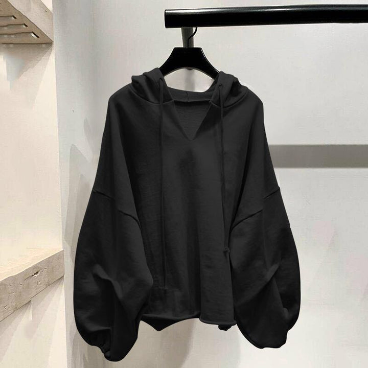 Femme Overstørrelse V-Udskæring Pullover Hoodie med brede ærmer Stilla