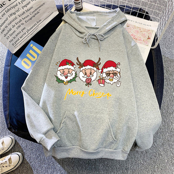 Kvindernes hætte sweatshirt med festligt juletmotiv Skovae