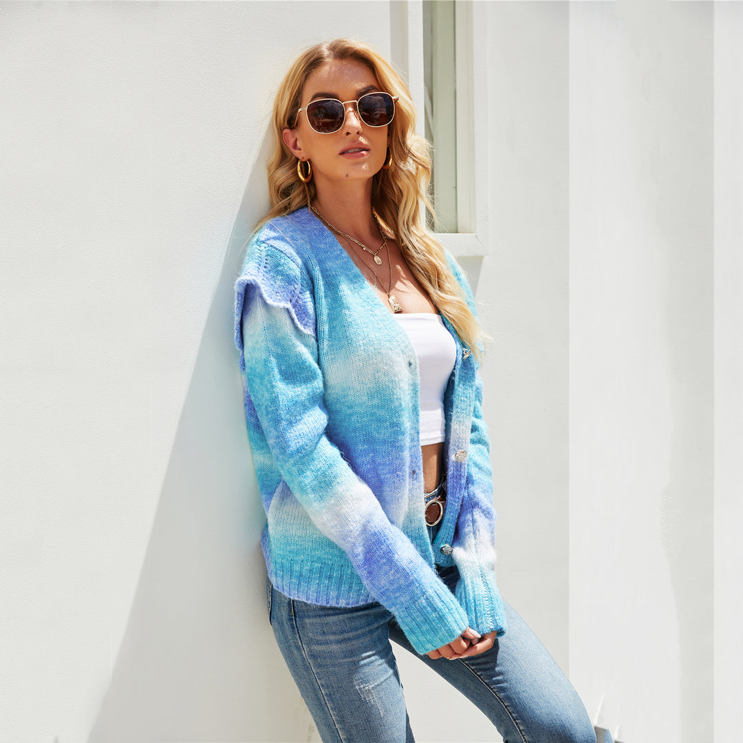 Damer fashionable cardigan med farverig gradient Stilla
