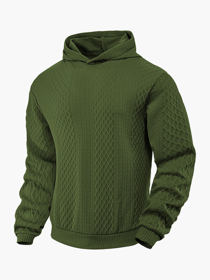 Herre nan struktureret slangenkrave-sweater med hætte og vaffelmønster Jacquard Skovae