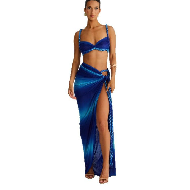 Kvinders bikini sæt med elegant indpakningsstof og kunstneriske snøredetaljer Skovae