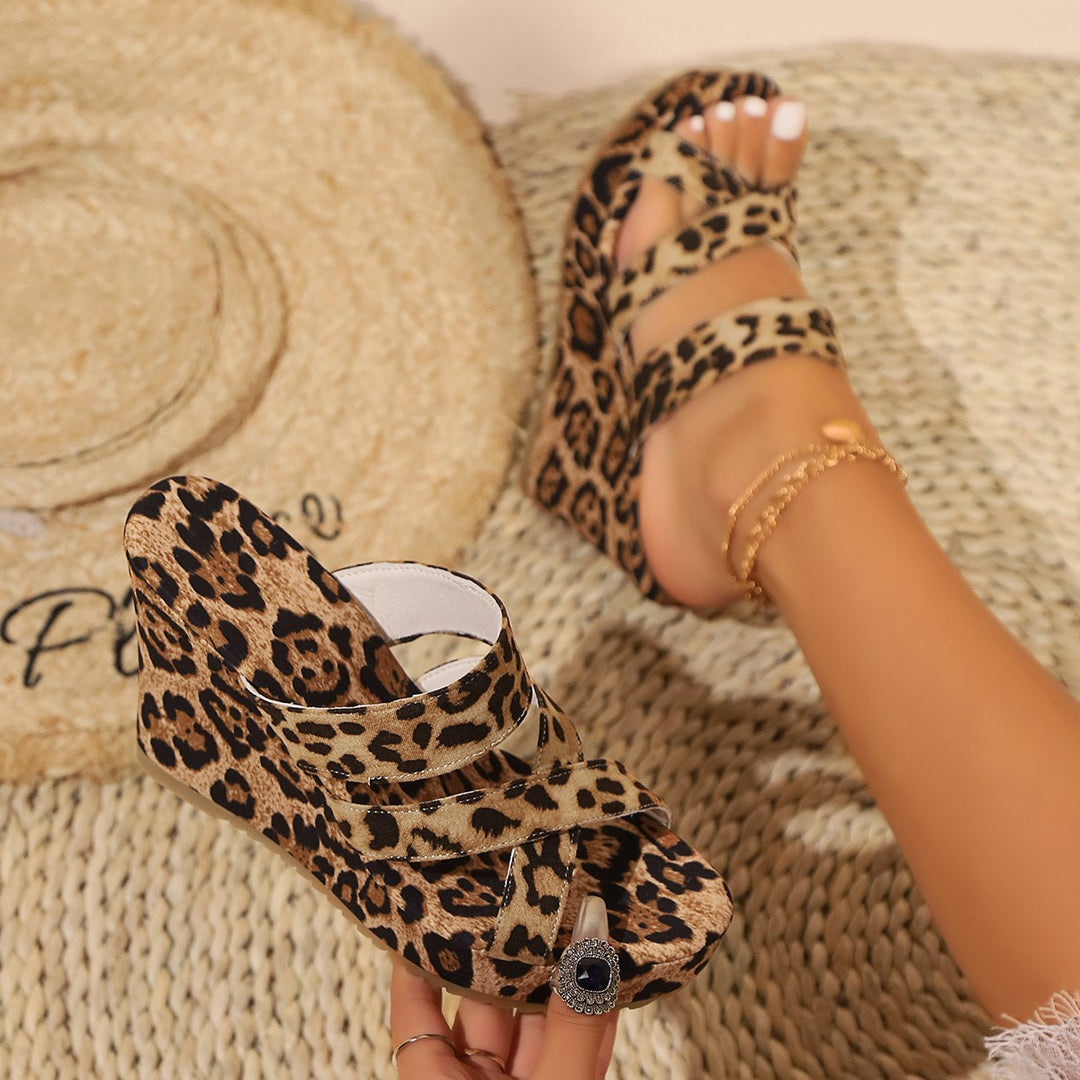 Dame Plateau Sandaler med Leopardskærm Stilla