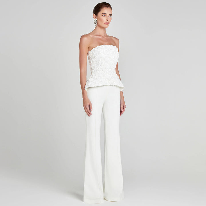 Dame Elegant Peplum-Top med udvidede bukser Skovae