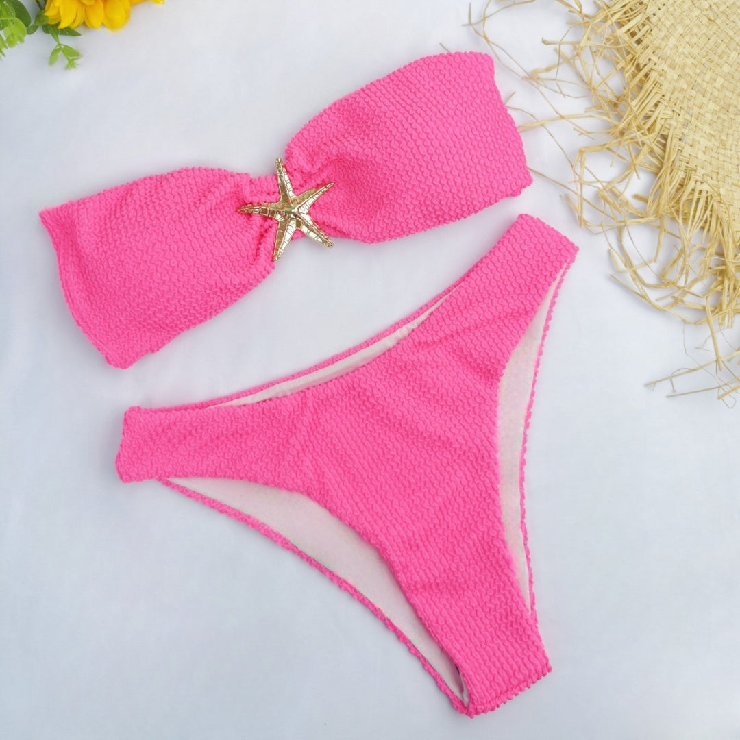 Dame bandeau-bikini med glitrende stjernedetalje Skovae