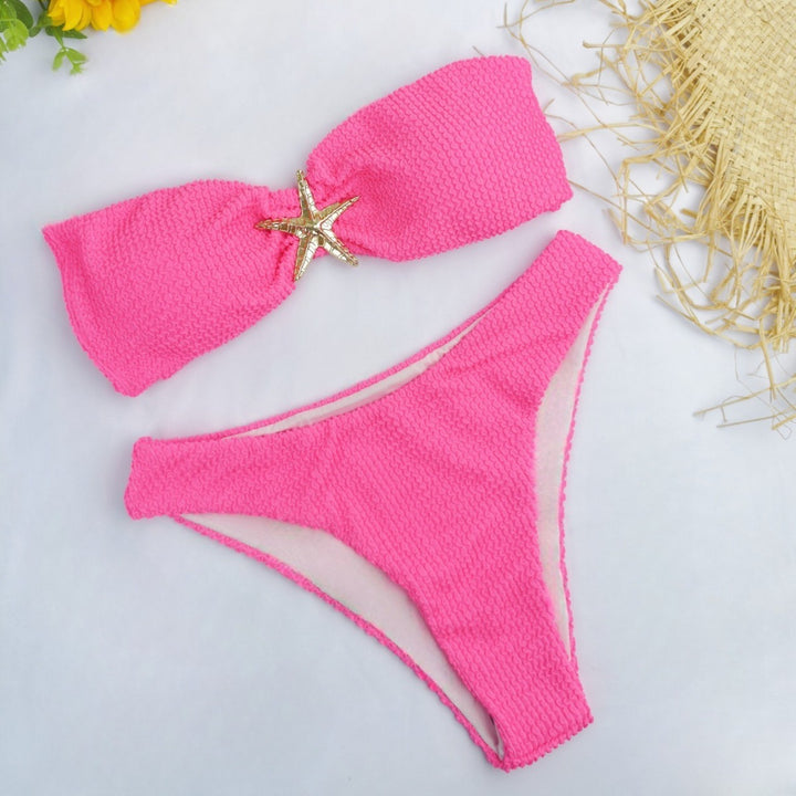 Dame bandeau-bikini med glitrende stjernedetalje Skovae