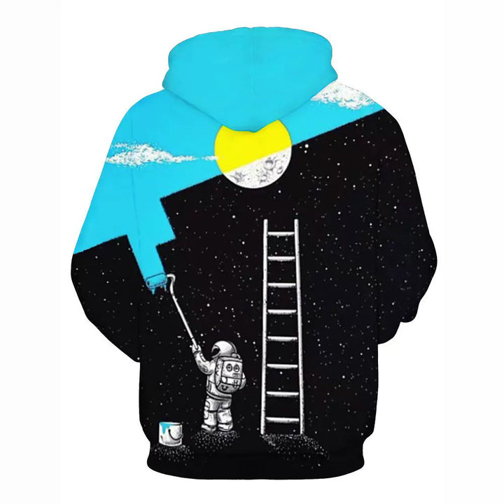 Dame hætte sweatshirt med galaktisk print og blødt inderside Stilla