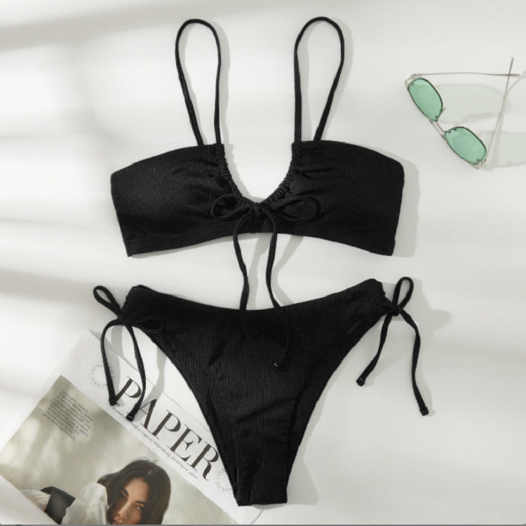 Damer bikini-sæt med raffineret indpakningsdetalje og justerbare stropper Skovae