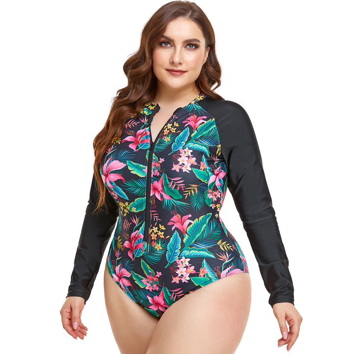 Dame Sporty Langærmet Svømmetøj med Floral Design Skovae