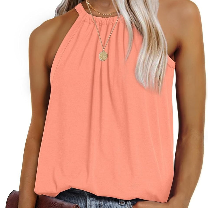 Dame højkrave plisseret tanktop Stilla