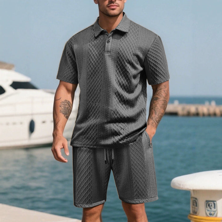 Herren nan strukturerede lounge shorts med elastisk bånd, snøre og sidelommer Skovae
