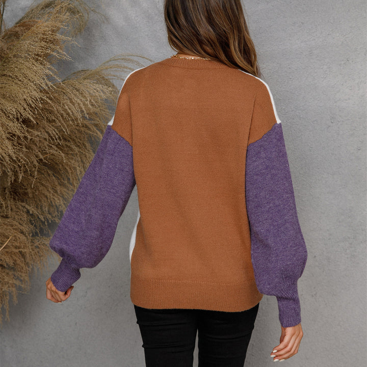 Kvindernes afslappede sweater med knaplukning og kontrasterende ærmer Stilla